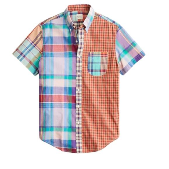 J. Crew mixed plaid Relaxed short sleeve Indian madras shirt - Picture 4 of 11